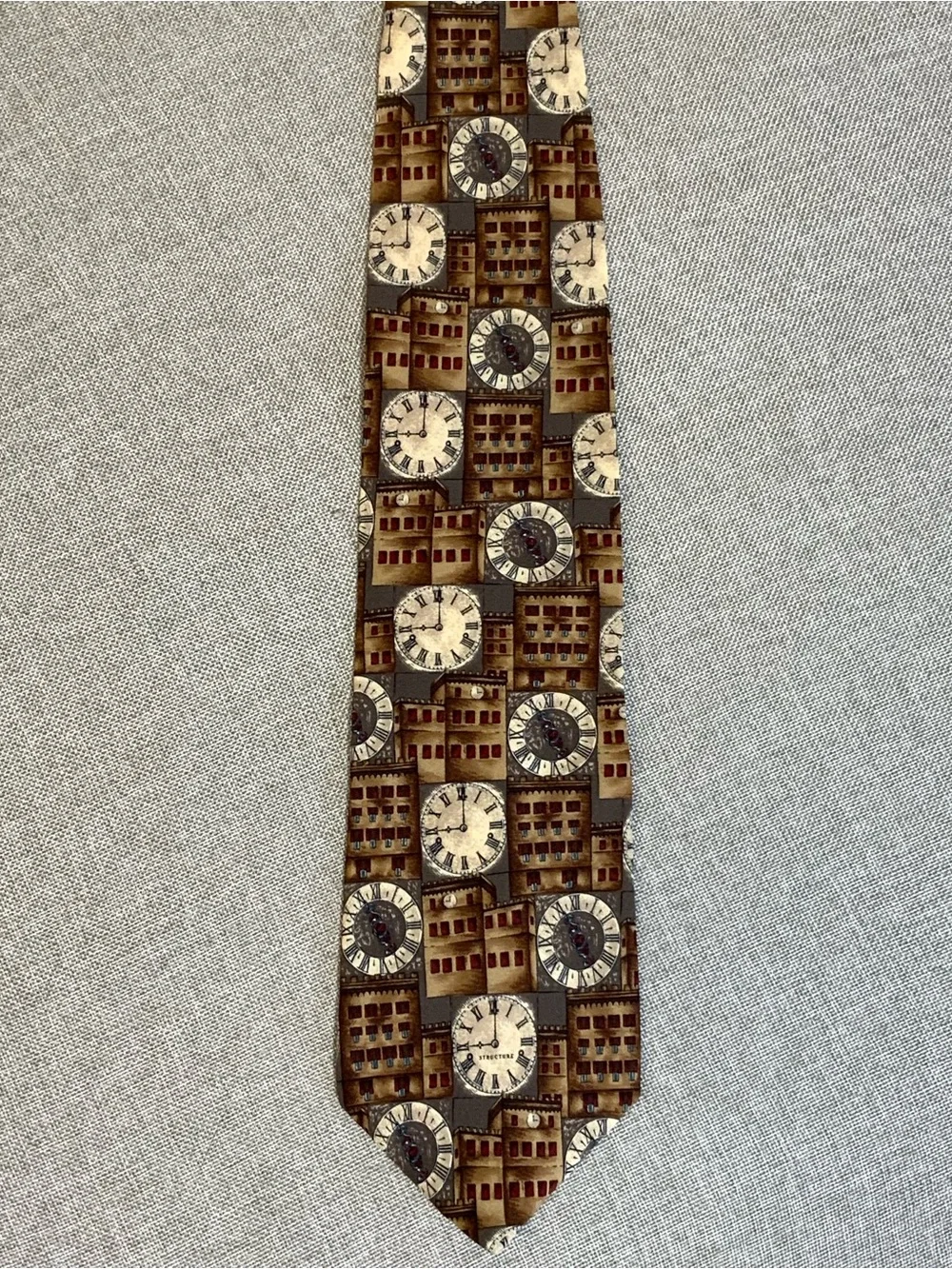 Structure Silk Clock Tower Novelty Tie